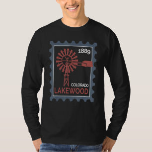 Postage Stamp With An Old Wind Turbine In Lakewood T-Shirt
