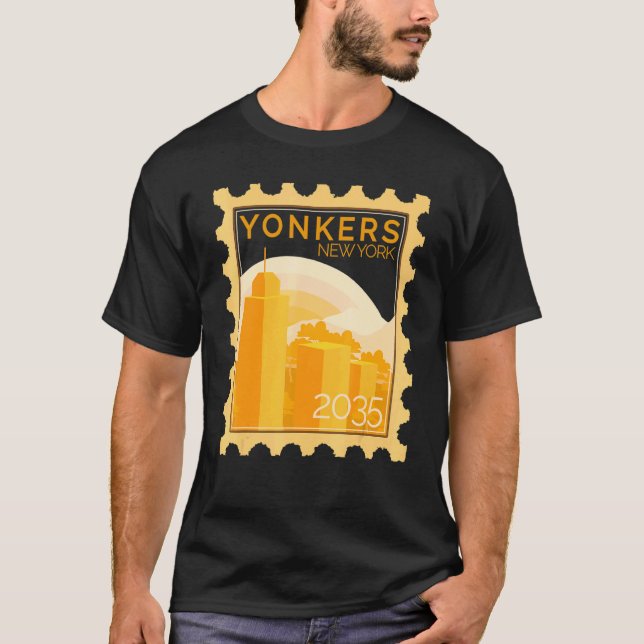Postage Stamp With Sunset In Yonkers T-Shirt (Front)