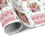 Postage Stamps Personalised Photo Wrapping Paper<br><div class="desc">Photo wrapping paper, personalised with 2 of your pictures and postage stamps decorated with christmas trees, holly and festive wording (Happy Holidays, Merry Christmas and Merry & Bright). Two of the stamps have your photos on them, displayed as one vertical portrait and one square, in a repeat pattern along the...</div>