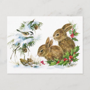 Postage:  Winter Snow Bunnies Postcard