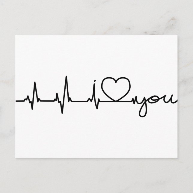 Postal Electrocardiogram I love you Postcard (Front)