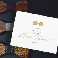 Postal Golden Effect Groomsman Bow Wedding Proposa