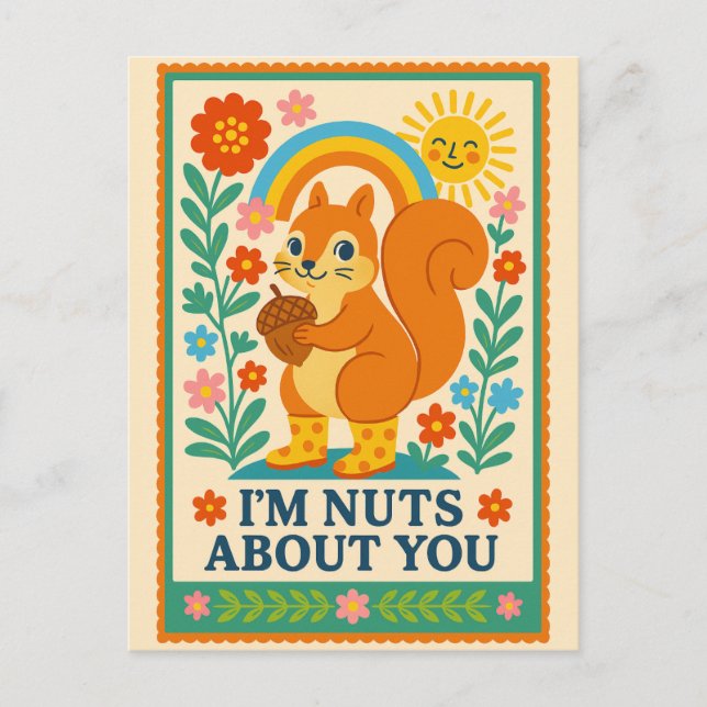 Postal I'm nuts about you Squirrel Postcard (Front)