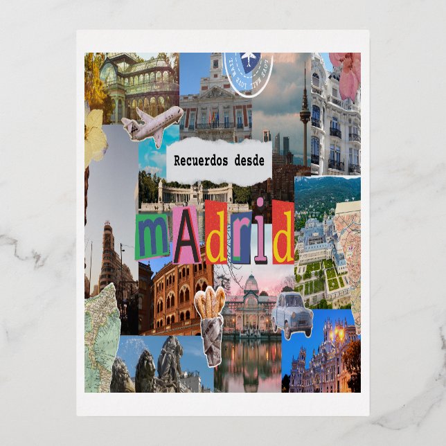 Postal Madrid Foil Holiday Postcard (Front)