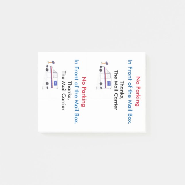 POSTAL "NO PARKING" POST IT NOTE (Front)