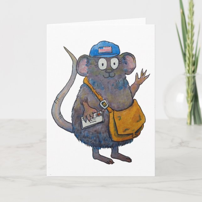 Postal Post Mail Carrier Postman Thank You Mouse Card (Front)