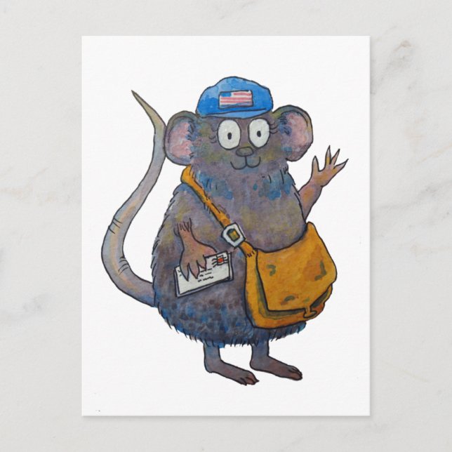 Postal Post Mail Carrier Postman Thank You Mouse Postcard (Front)