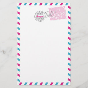Postal Service Collection Stationery Pink Aqua