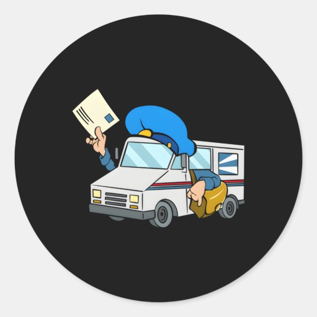 Postal Service Truck Illustration Postal Carrier M Classic Round Sticker (Front)