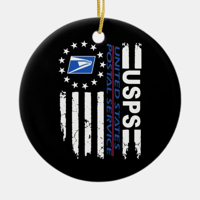 Postal servise flag ceramic tree decoration (Front)