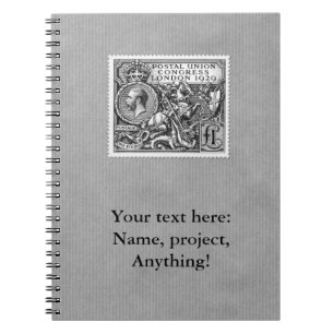 Postal Union Congress 1929 1 Pound Postage Stamp Spiral Notebook