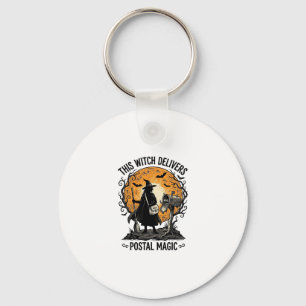 Postal Witch Shirt Vintage Halloween Mail Carrier Key Ring