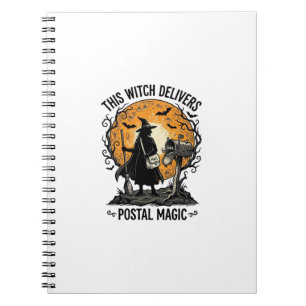 Postal Witch Shirt Vintage Halloween Mail Carrier  Notebook