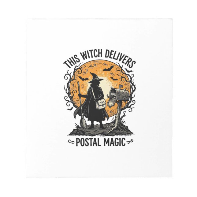 Postal Witch Shirt Vintage Halloween Mail Carrier  Notepad (Front)