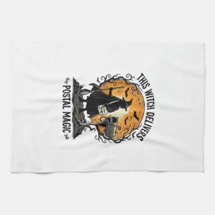 Postal Witch Shirt Vintage Halloween Mail Carrier  Tea Towel