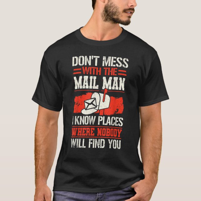 Postal Worker Delivery Service Post Office Mailbox T-Shirt (Front)