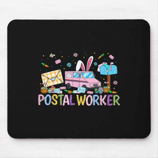 Postal Worker Easter Mail Carrier Easter Bunny Pos Mouse Pad (Front)