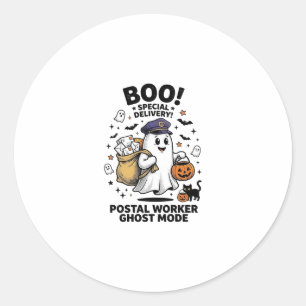 Postal Worker Ghost Mode Halloween Delivery Design Classic Round Sticker