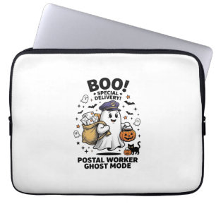 Postal Worker Ghost Mode Halloween Delivery Design Laptop Sleeve