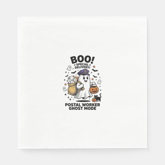 Postal Worker Ghost Mode Halloween Delivery Design Napkin (Front)