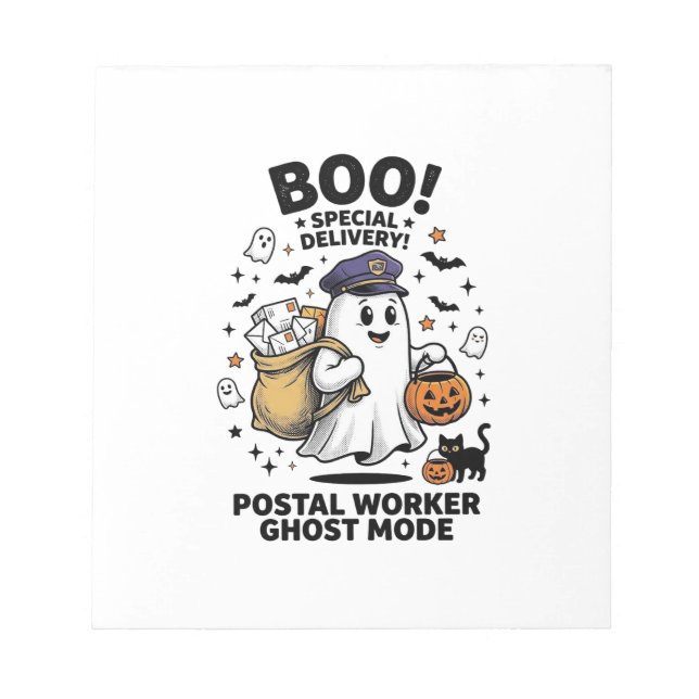 Postal Worker Ghost Mode Halloween Delivery Design Notepad (Front)
