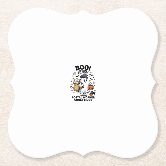 Postal Worker Ghost Mode Halloween Delivery Design Paper Coaster (Front)