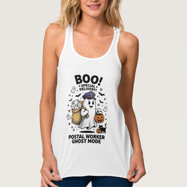 Postal Worker Ghost Mode Halloween Delivery Design Singlet (Front)