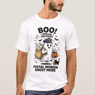 Postal Worker Ghost Mode Halloween Delivery Design T-Shirt