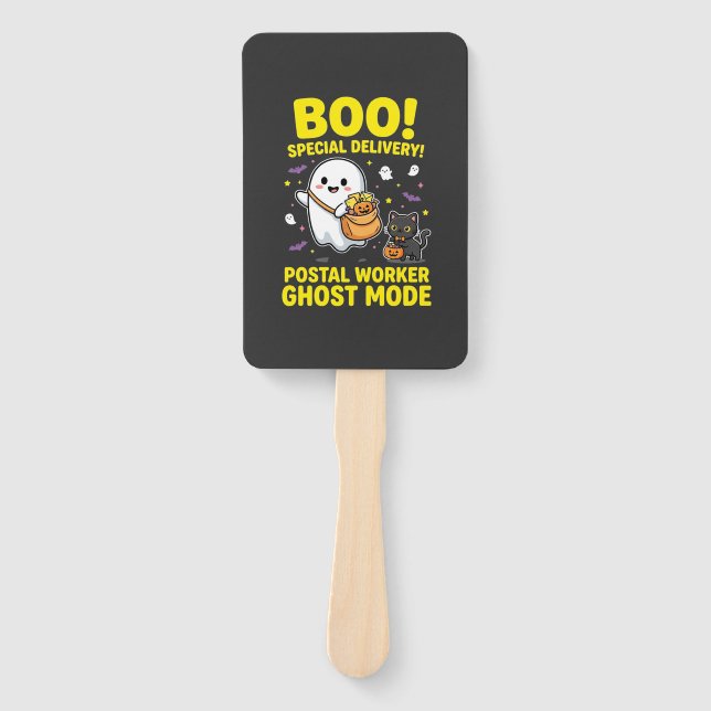 Postal Worker Ghost Mode Halloween Design_1 Hand Fan (Front)
