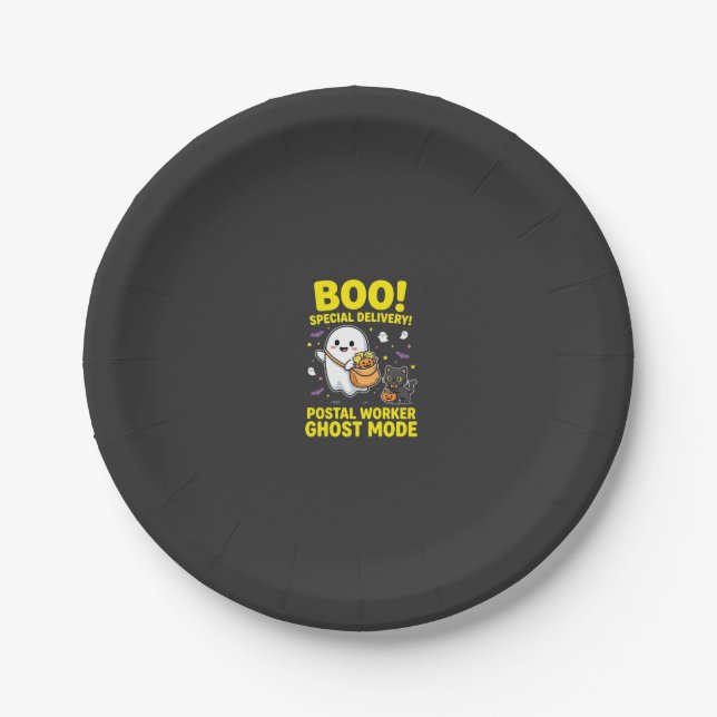 Postal Worker Ghost Mode Halloween Design_1 Paper Plate (Front)