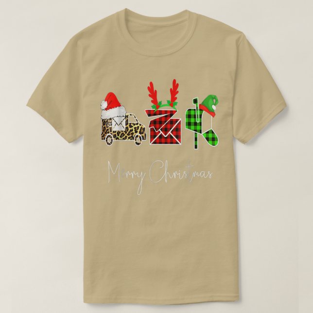 Postal Worker Merry Christmas Funny Xmas For Famil T-Shirt (Design Front)