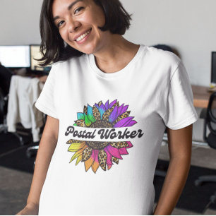 Postal Worker Profession Rainbow Sunflower T-Shirt