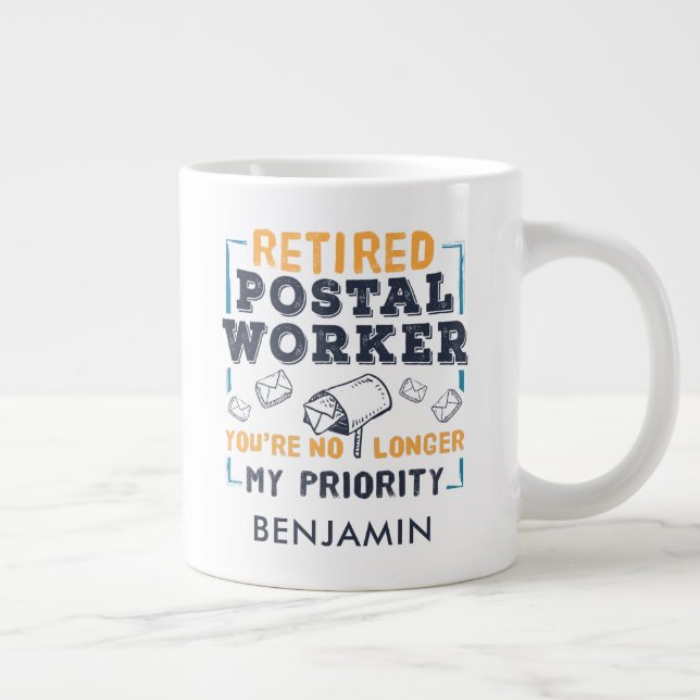 Postal Worker Retirement Grandpa Mailman Large Coffee Mug (Right)