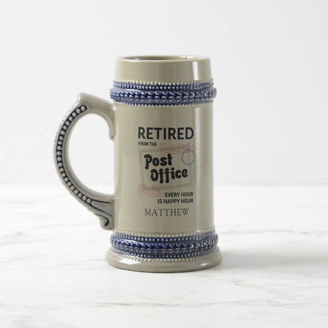 Postal Worker Retirement Mailman Personalised Beer Stein (Left)