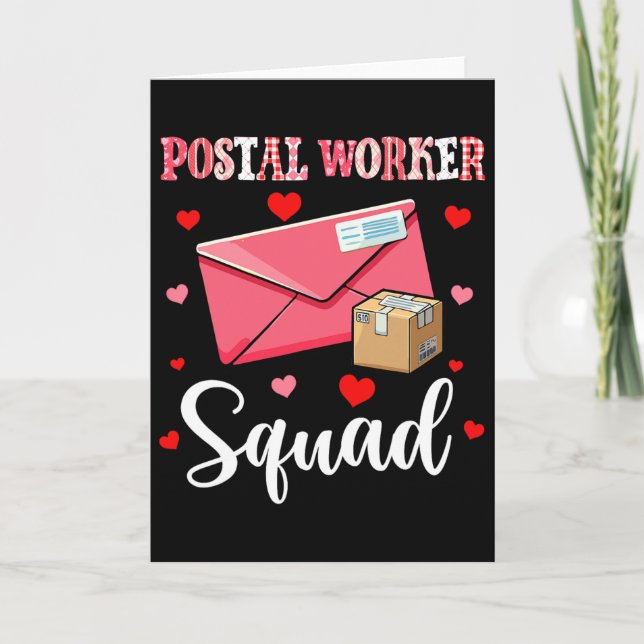 Postal Worker Squad Cute Tools Valentine Hearts Pr Card (Front)