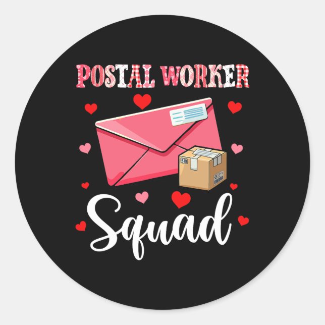Postal Worker Squad Cute Tools Valentine Hearts Pr Classic Round Sticker (Front)