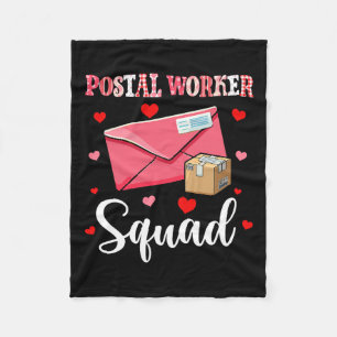 Postal Worker Squad Cute Tools Valentine Hearts Pr Fleece Blanket
