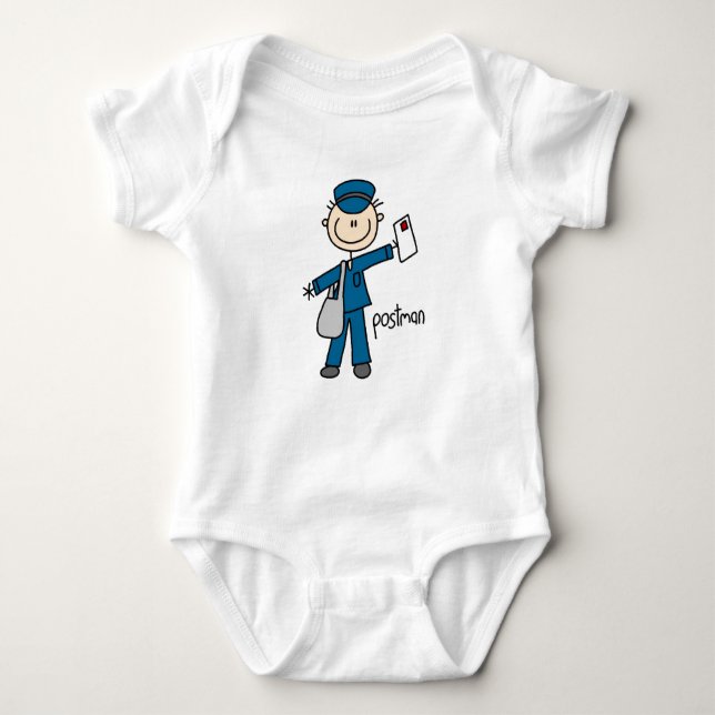 Postal Worker Stick Figure Baby Bodysuit (Front)