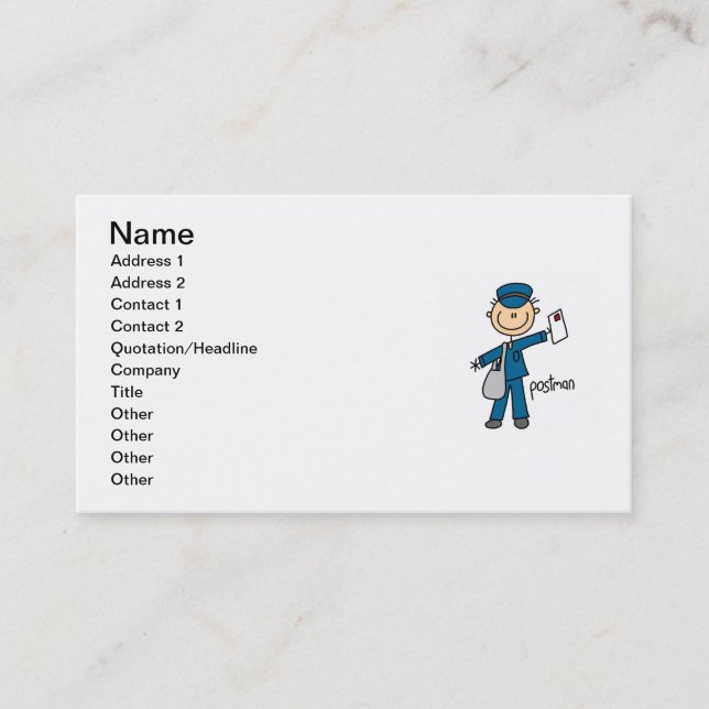 Postal Worker Stick Figure Business Card (Front)