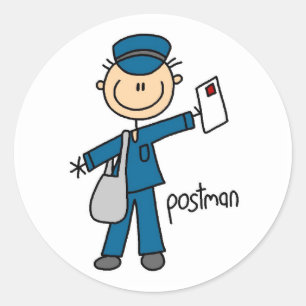 Postal Worker Stick Figure Classic Round Sticker