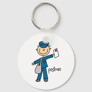 Postal Worker Stick Figure Key Ring