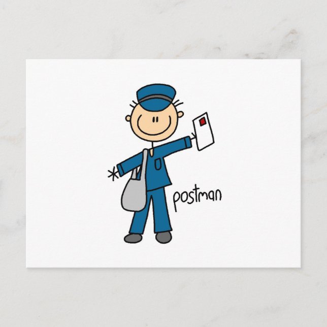 Postal Worker Stick Figure Postcard (Front)