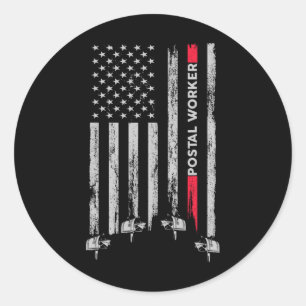 Postal Worker Vintage Usa American Flag Us Postal  Classic Round Sticker