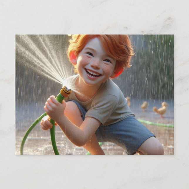 Postcar- Happy little boy playing  Postcard (Front)