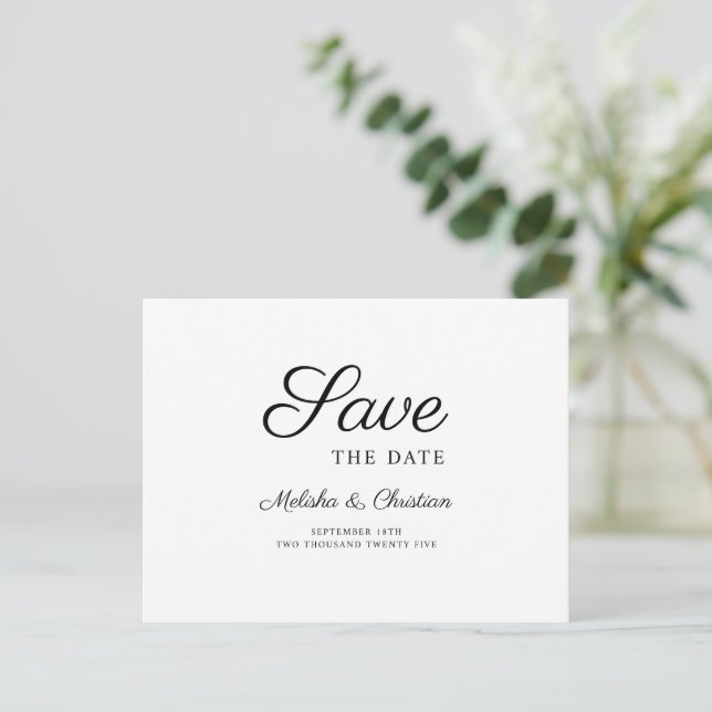 Postcar Save The Date modern horizontal Invitation Postcard (Standing Front)