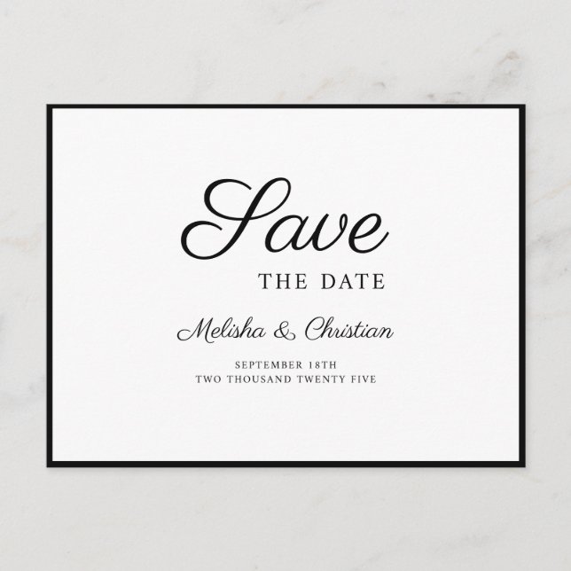 Postcar Save The Date modern horizontal Invitation Postcard (Front)