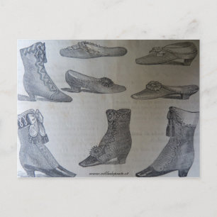 Postcard,19th century fashion illustration - Shoes Postcard