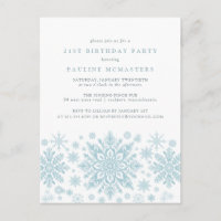 POSTCARD 21st Birthday Blue Snowflake Invitation