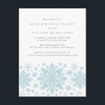POSTCARD 40th Birthday Blue Snowflake Invitation<br><div class="desc">Very elegant blue watercolor snowflakes create a pretty border along the bottom of this adult birthday invitation. Modern and minimalist design has an open and airy feel. The contemporary aesthetic will appeal to people of all ages.</div>