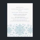 POSTCARD 70th Birthday Blue Snowflake Invitation<br><div class="desc">Very elegant blue watercolor snowflakes create a pretty border along the bottom of this adult birthday invitation. Modern and minimalist design has an open and airy feel. The contemporary aesthetic will appeal to people of all ages.</div>